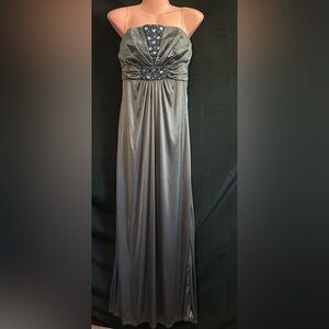 My Michelle Elegant Full Length Strapless Gray Evening Gown Prom Dress Size M